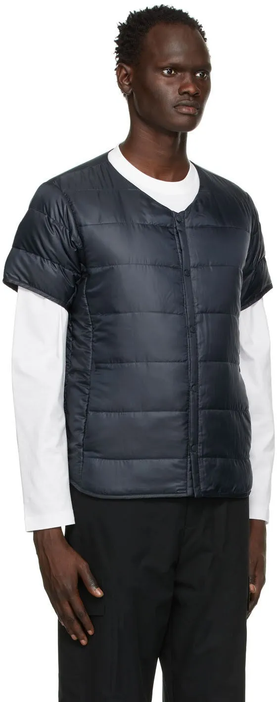 Descente Allterrain Navy Down Quilted Short Sleeve Shirt