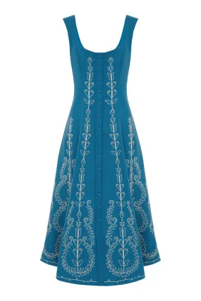 DONOVAN CORDED COTTON MIDI DRESS