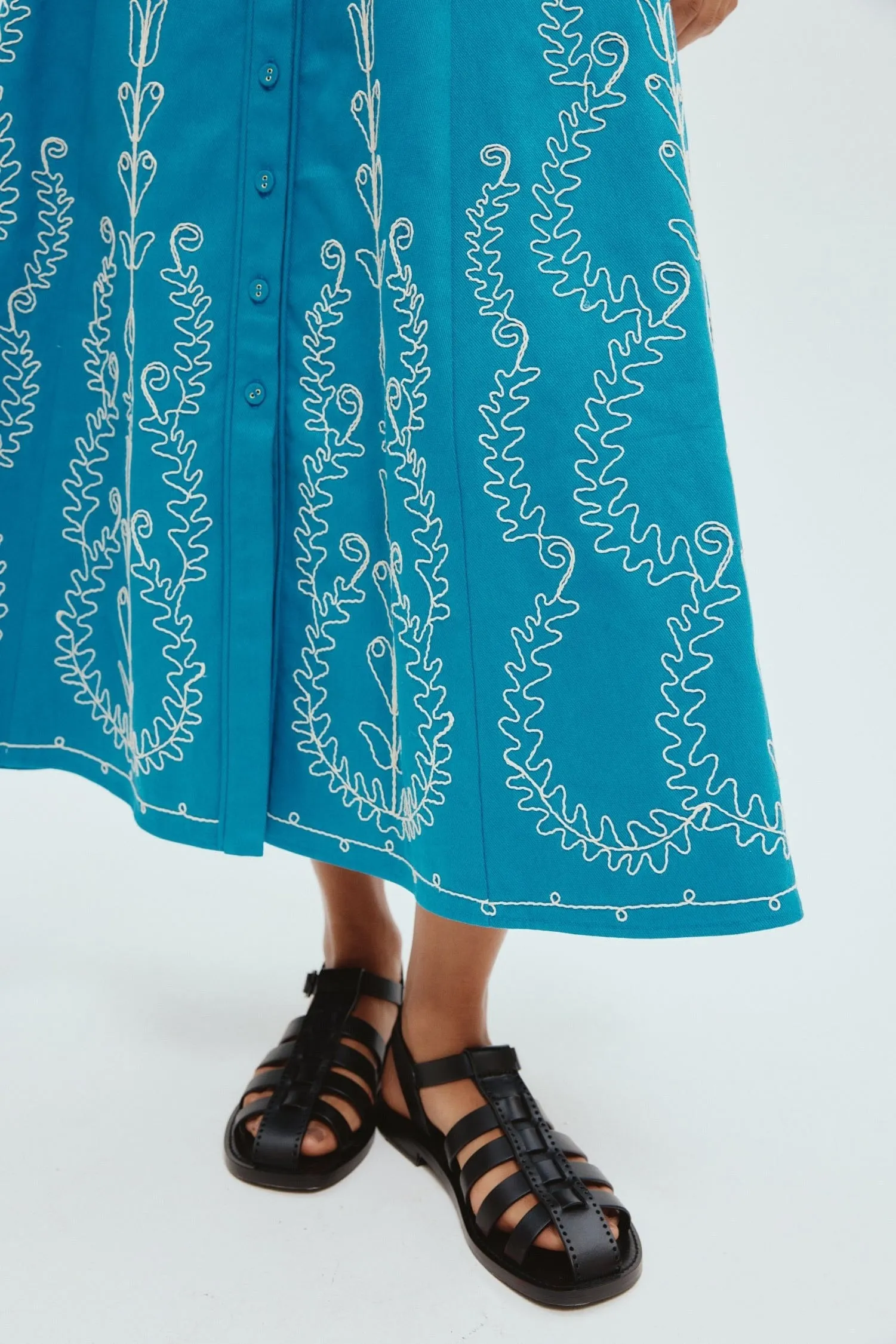 DONOVAN CORDED COTTON MIDI DRESS