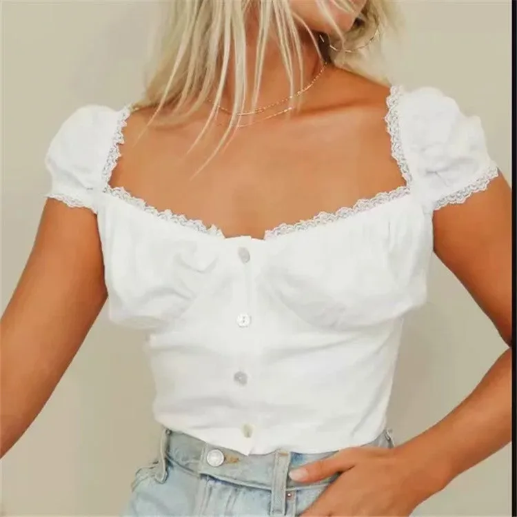 Elastic Arms On or Off Shoulders Cupped Bustier Button Through Top