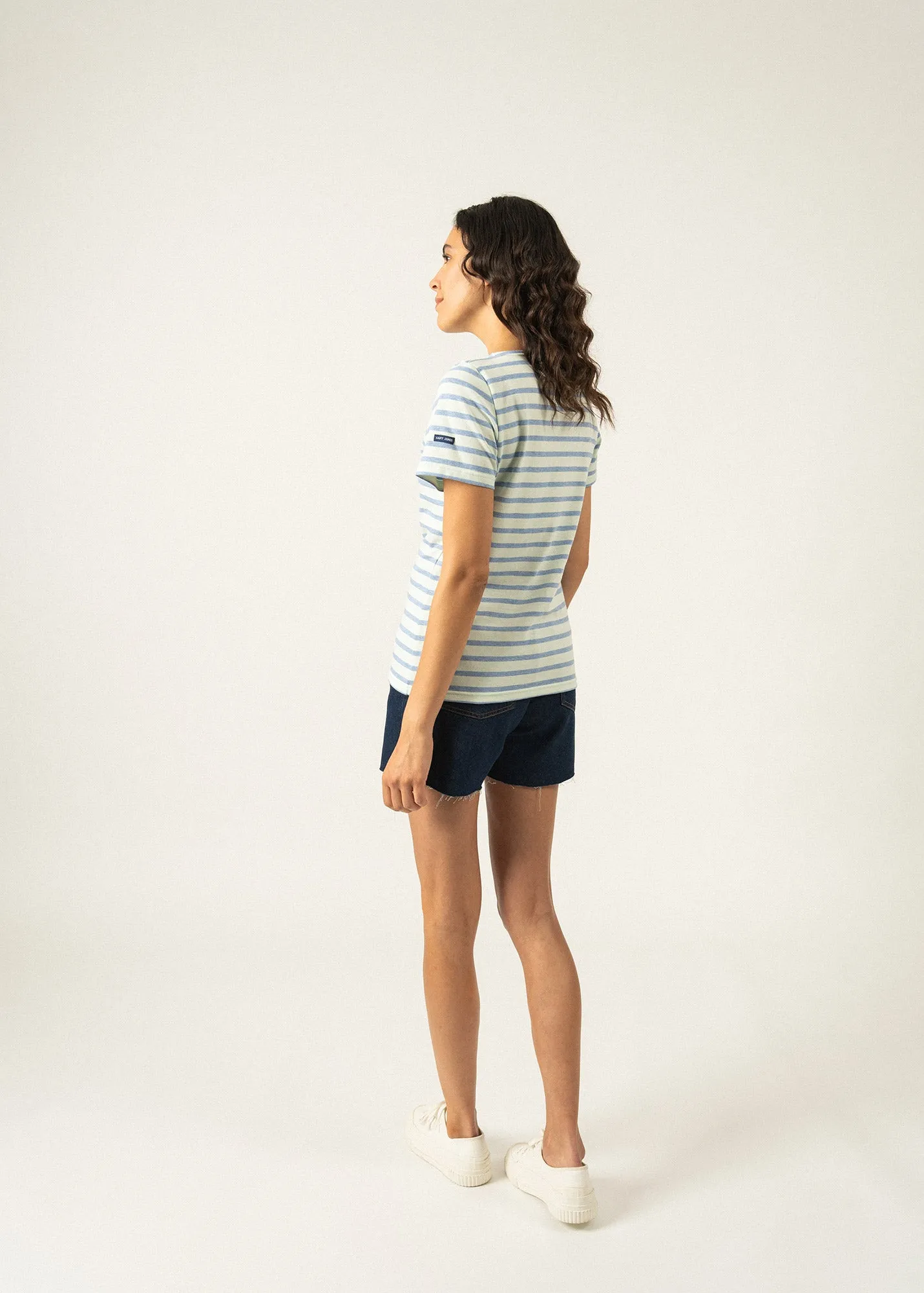 Etrille short sleeve striped sailor shirt - regular fit, in light cotton (ALOE/DENIM)