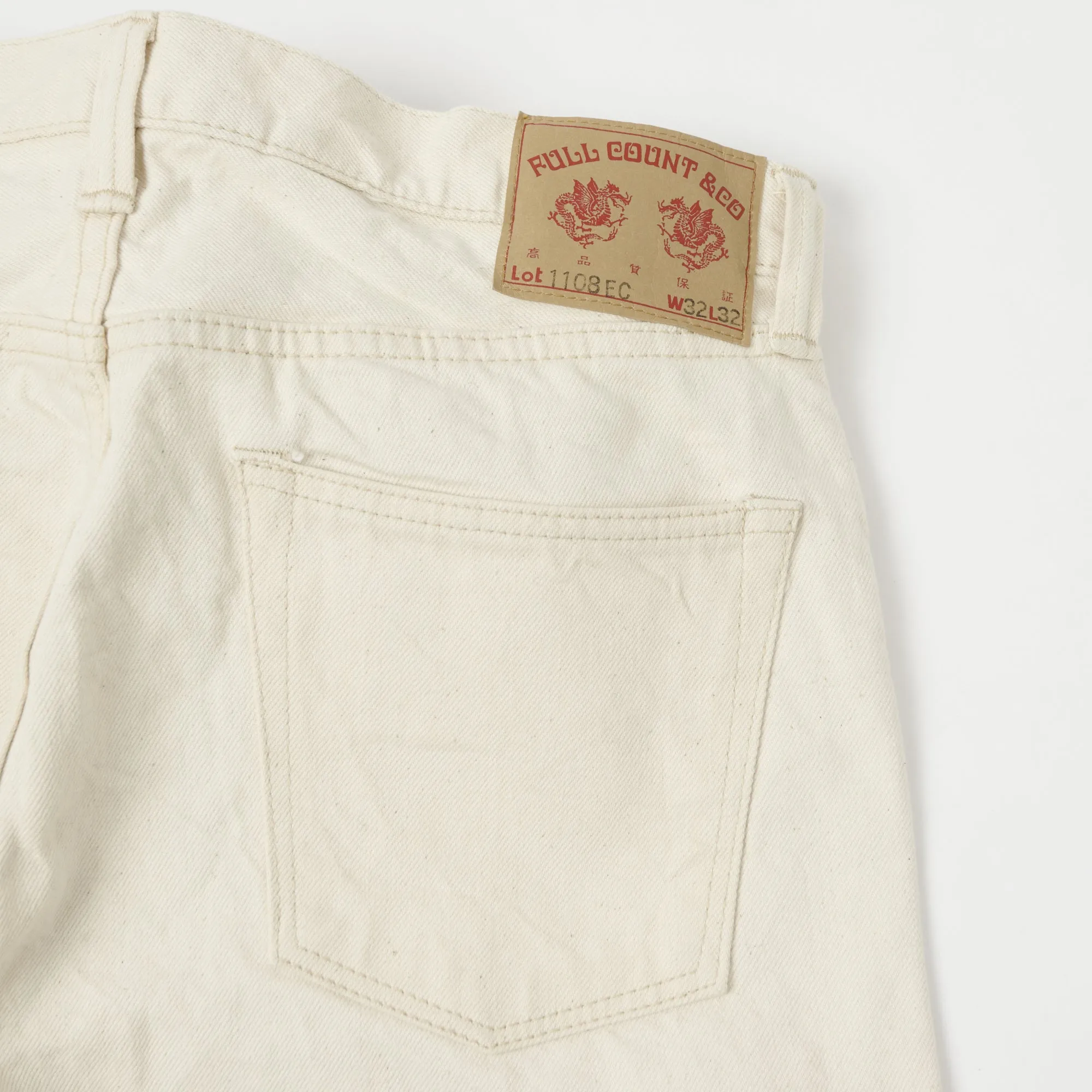 Full Count 1108EC Regular Straight Jeans - 13oz Ecru Denim, One Wash