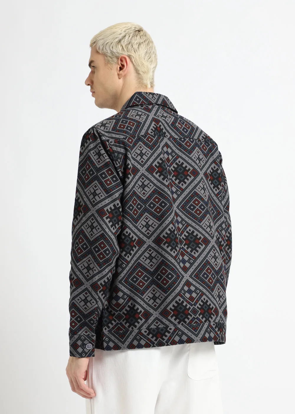 Grey Bandana Print Summer Jacket