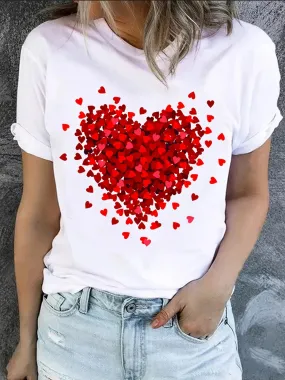Heart Burst White T-Shirt For Valentine's Day