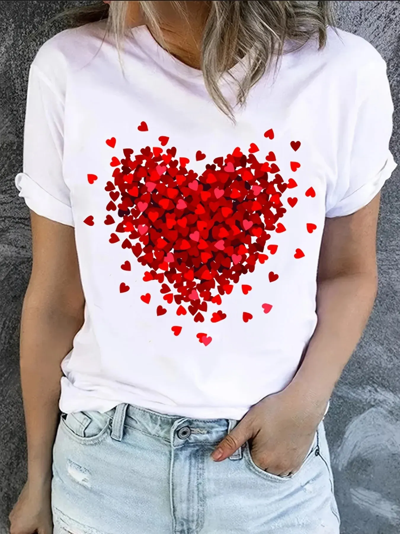 Heart Burst White T-Shirt For Valentine's Day