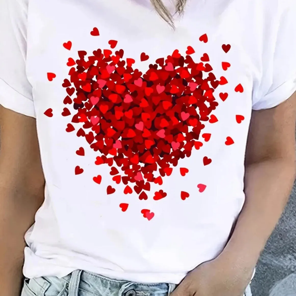 Heart Burst White T-Shirt For Valentine's Day