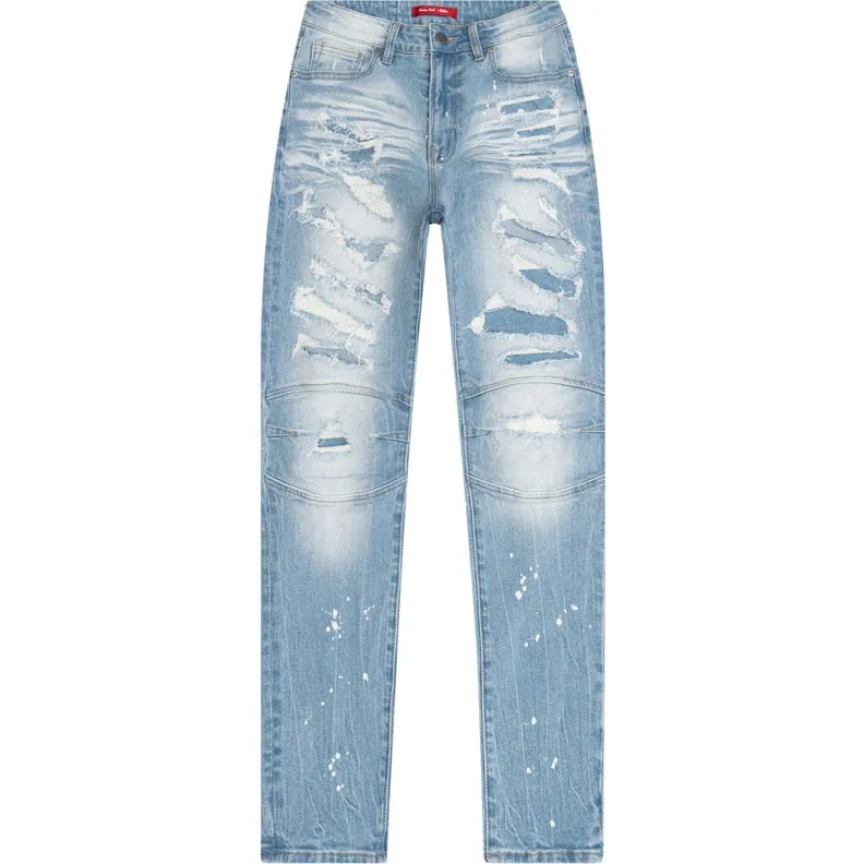 Heavy Ripoff Semi Basic Denim Pants - Speckle Blue