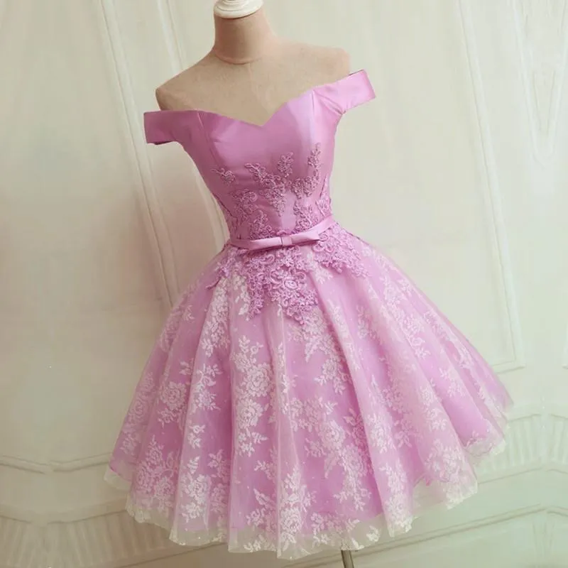 Lace Off The Shoulder Homecoming Dress Cheap Party Homecoming Dress ER114