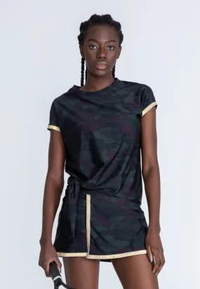 Le Club Tennis Skirt Gold - Green Camo