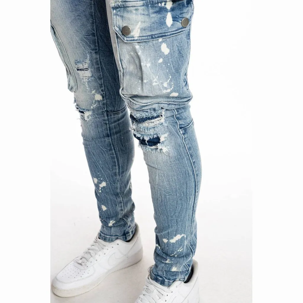 Multipocket Fashion Jeans - Nile Blue