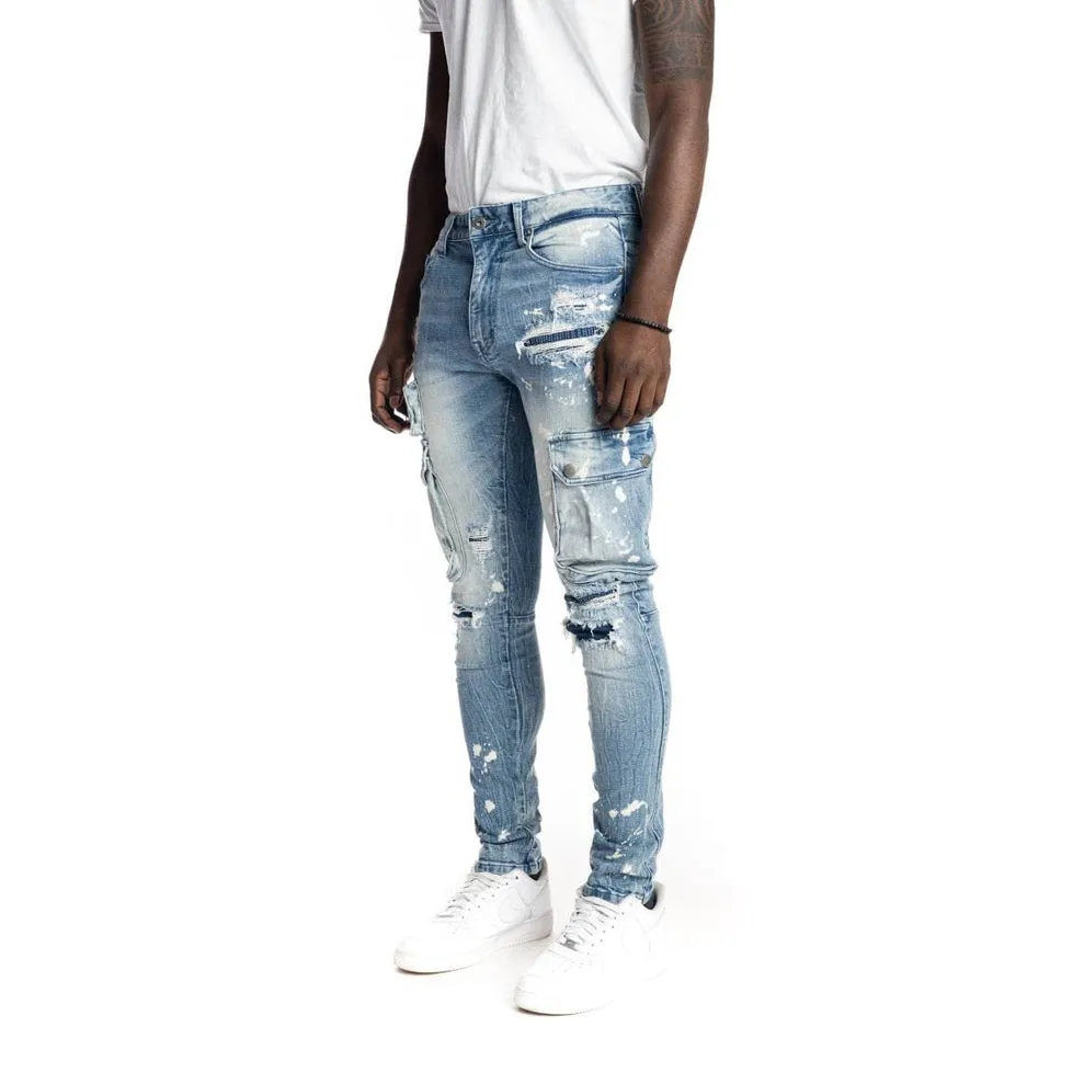 Multipocket Fashion Jeans - Nile Blue
