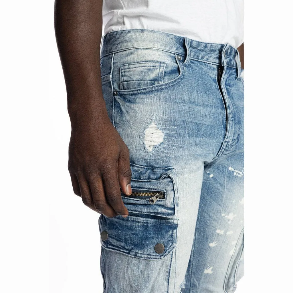 Multipocket Fashion Jeans - Nile Blue