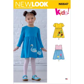New Look Sewing Pattern N6647 - Toddlers' Dresses with Appliques