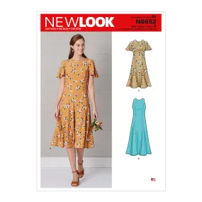 New Look Sewing Pattern N6652 - Misses' Fit & Flared Dress With Length & Sleeve Variations