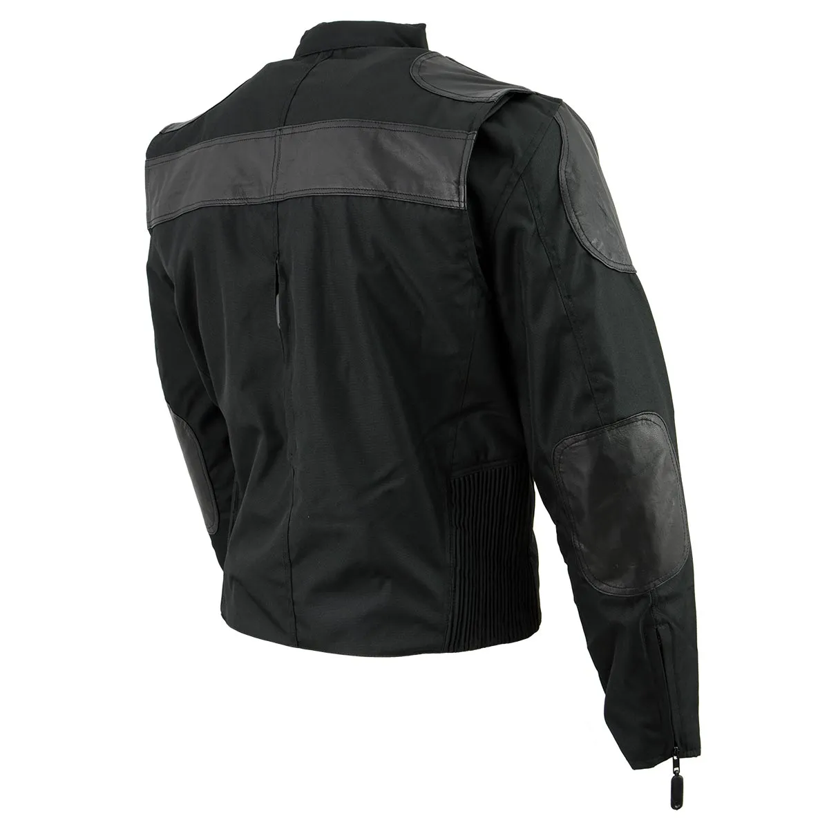 NexGen Mens SH2177 Black Leather and Textile Vented Racer Jacket
