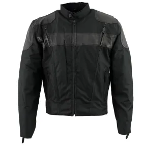 NexGen Mens SH2177 Black Leather and Textile Vented Racer Jacket