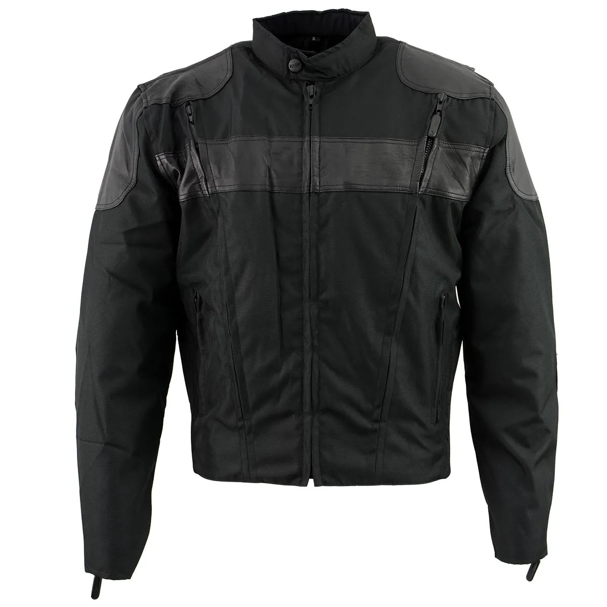 NexGen Mens SH2177 Black Leather and Textile Vented Racer Jacket