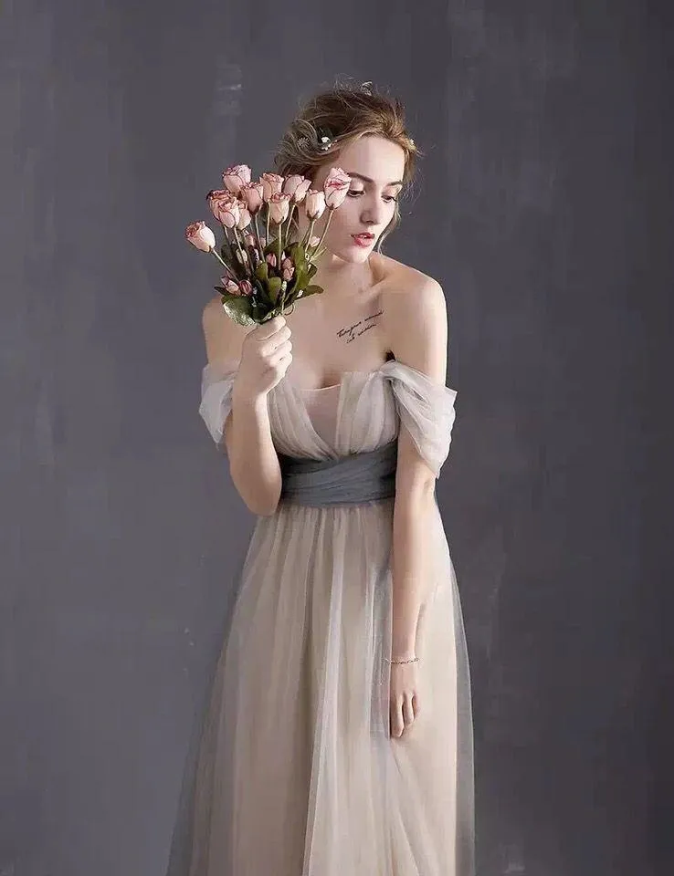 Off The Shoulder Bridesmaid Dress Cheap Long Bridesmaid Dress #ER106