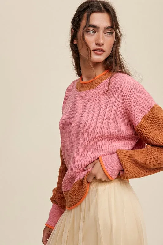 On The Streets Color Block Ribbed Knit Sweater