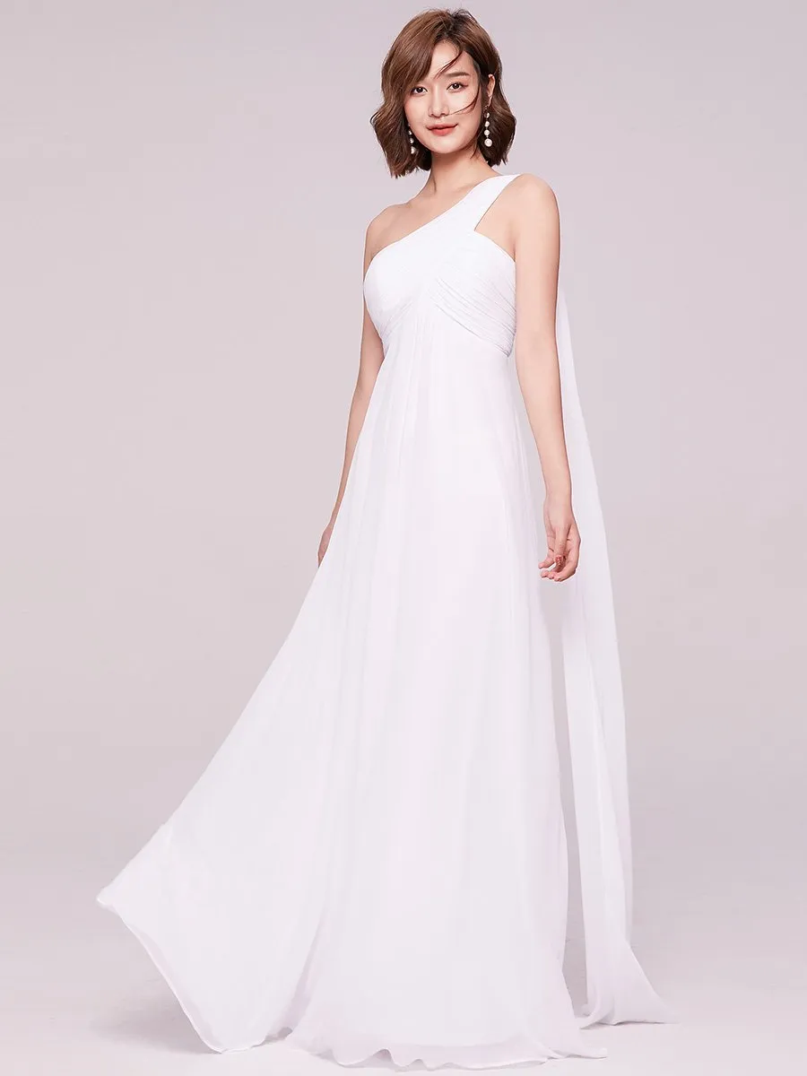 One Shoulder Chiffon Ruffles Long Evening Dresses for Wholesale