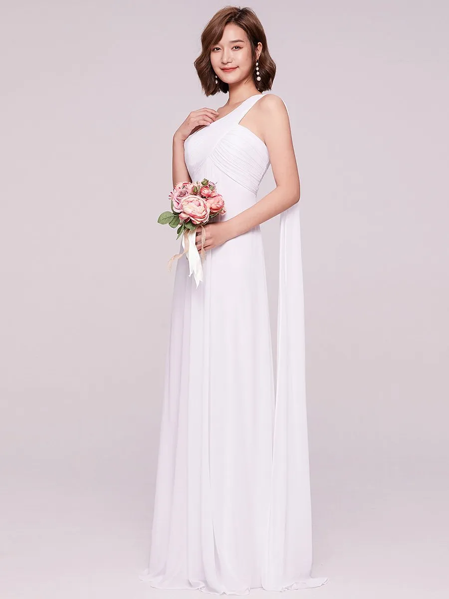 One Shoulder Chiffon Ruffles Long Evening Dresses for Wholesale