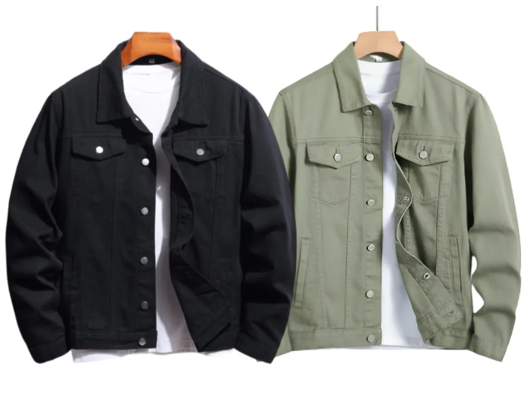Pack Of 2 Black & Olive Green Denim Jacket -Unisex