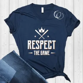 Respect The Game Aesthetic Baseball Shirt | Baseball Player Gift | Unisex Jersey V-neck T-shirt