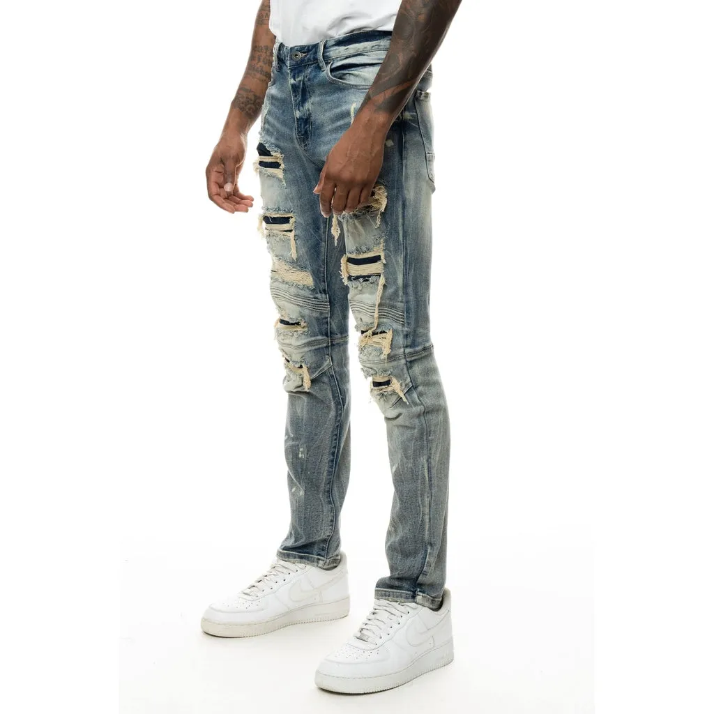 Rip & Repair Engineered Jean - Port Blue