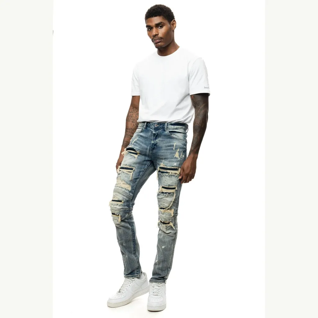 Rip & Repair Engineered Jean - Port Blue