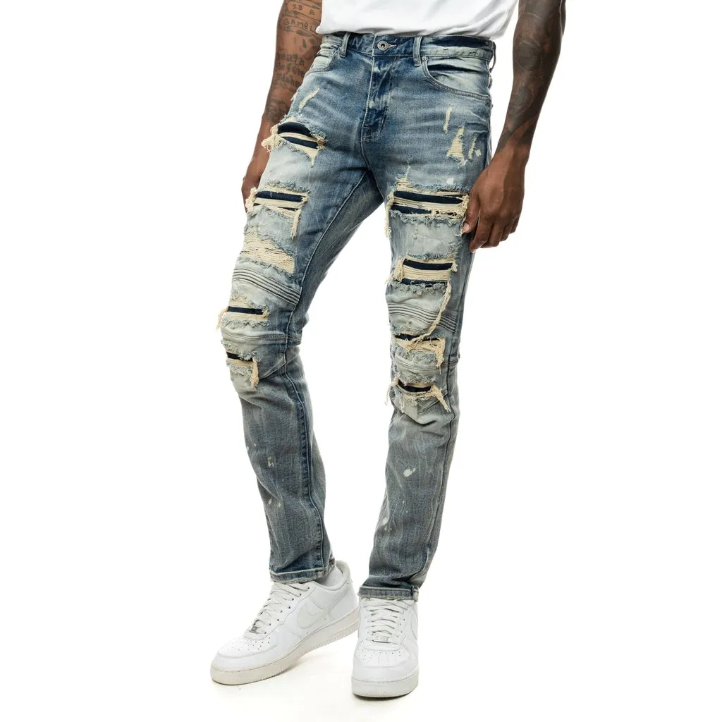 Rip & Repair Engineered Jean - Port Blue