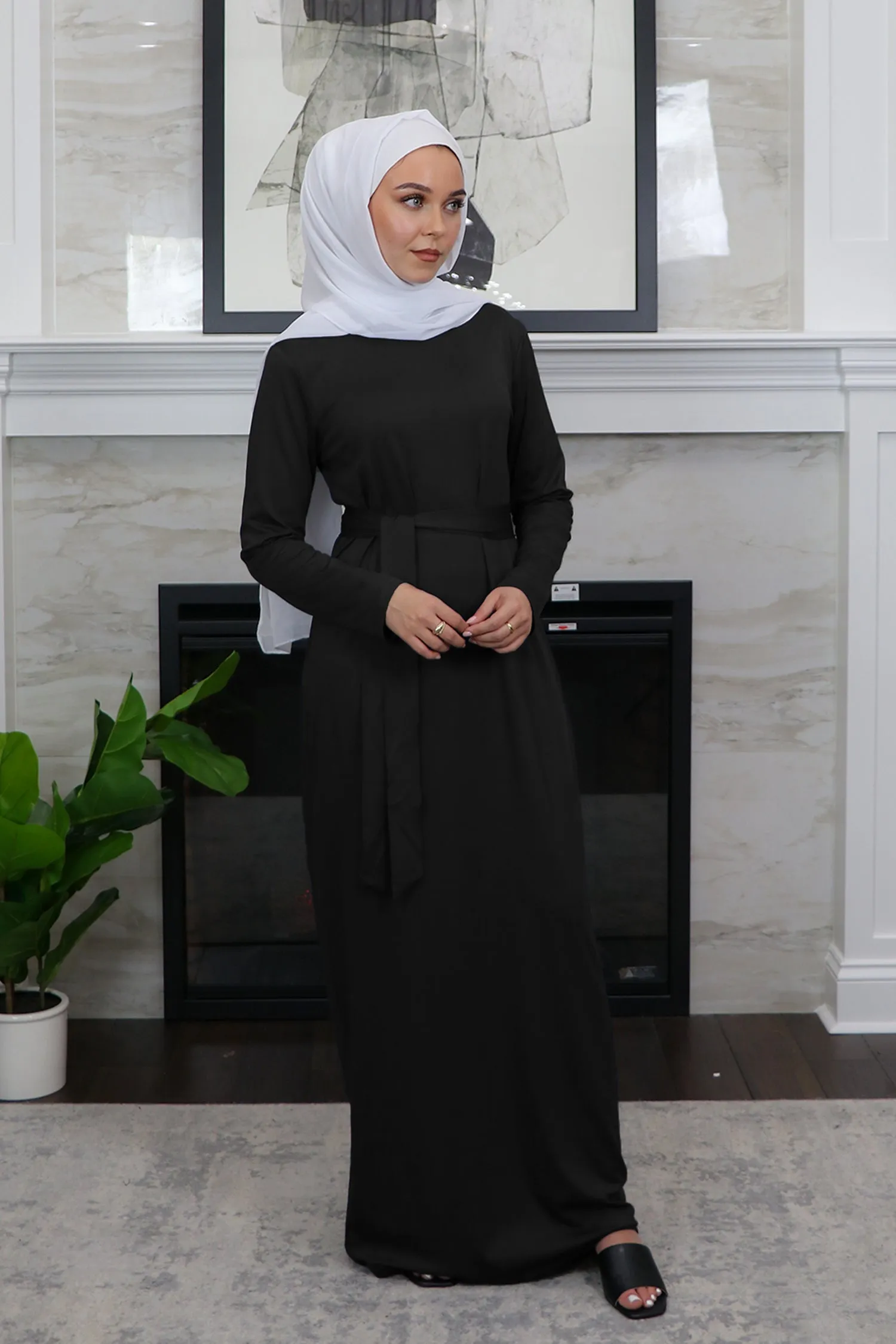 Sheath Silky Spandex Maxi Dress - Black