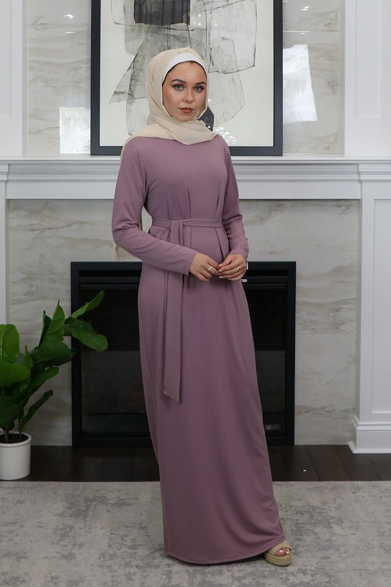 Sheath Spandex Maxi Dress - Dusty Lilac
