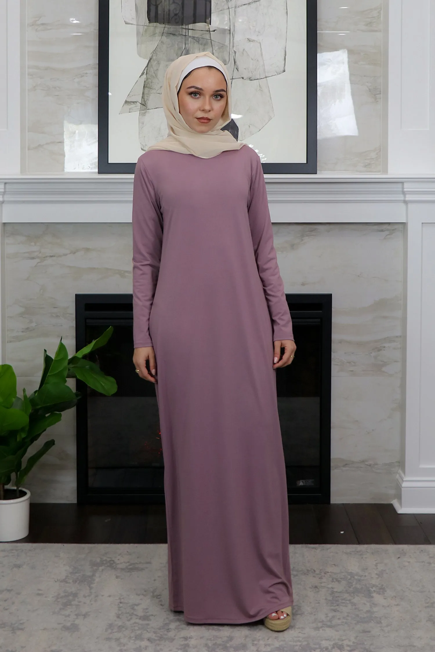 Sheath Spandex Maxi Dress - Dusty Lilac