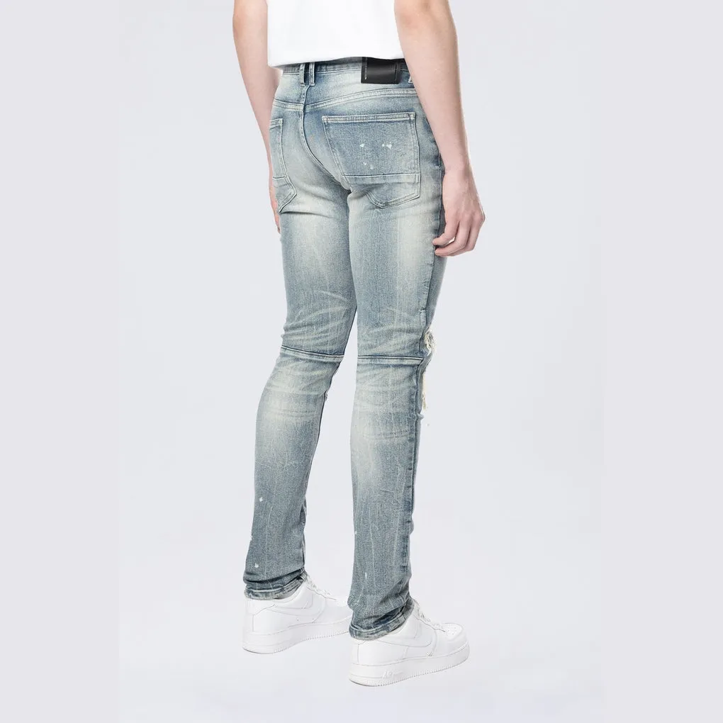 Slim Tapered Rip & Repaired Colored Jeans - Chester Blue