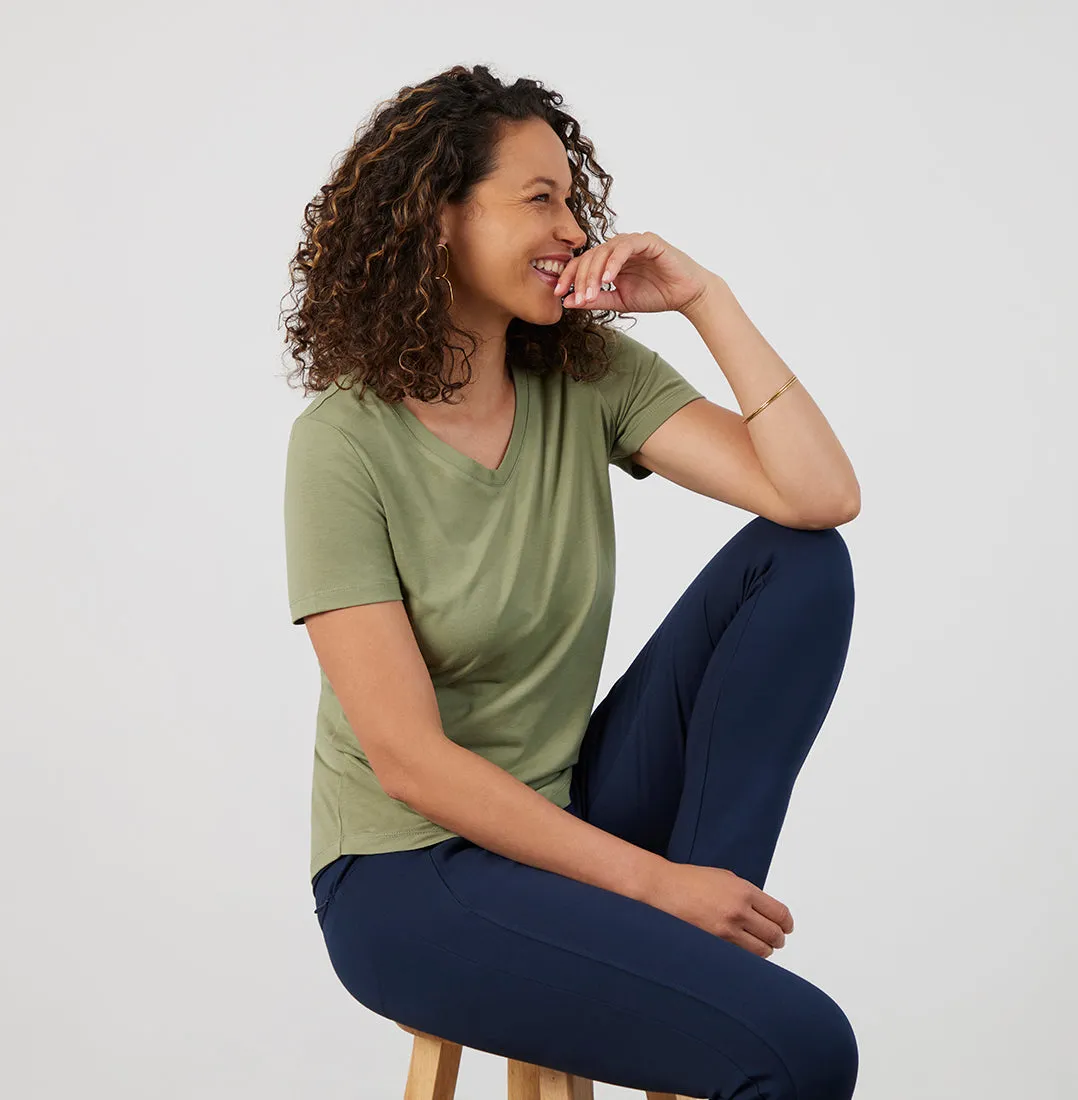 Threshold V-Neck T-Shirt Petite Fit - Sage Green