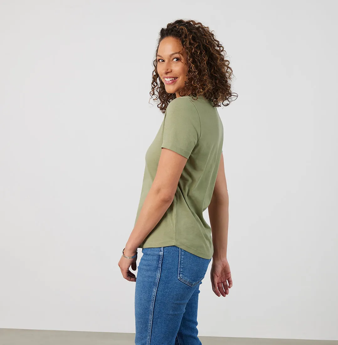 Threshold V-Neck T-Shirt Petite Fit - Sage Green