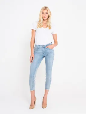 Twisted Seam Skinny Crop w/Raw Hem in Malibu
