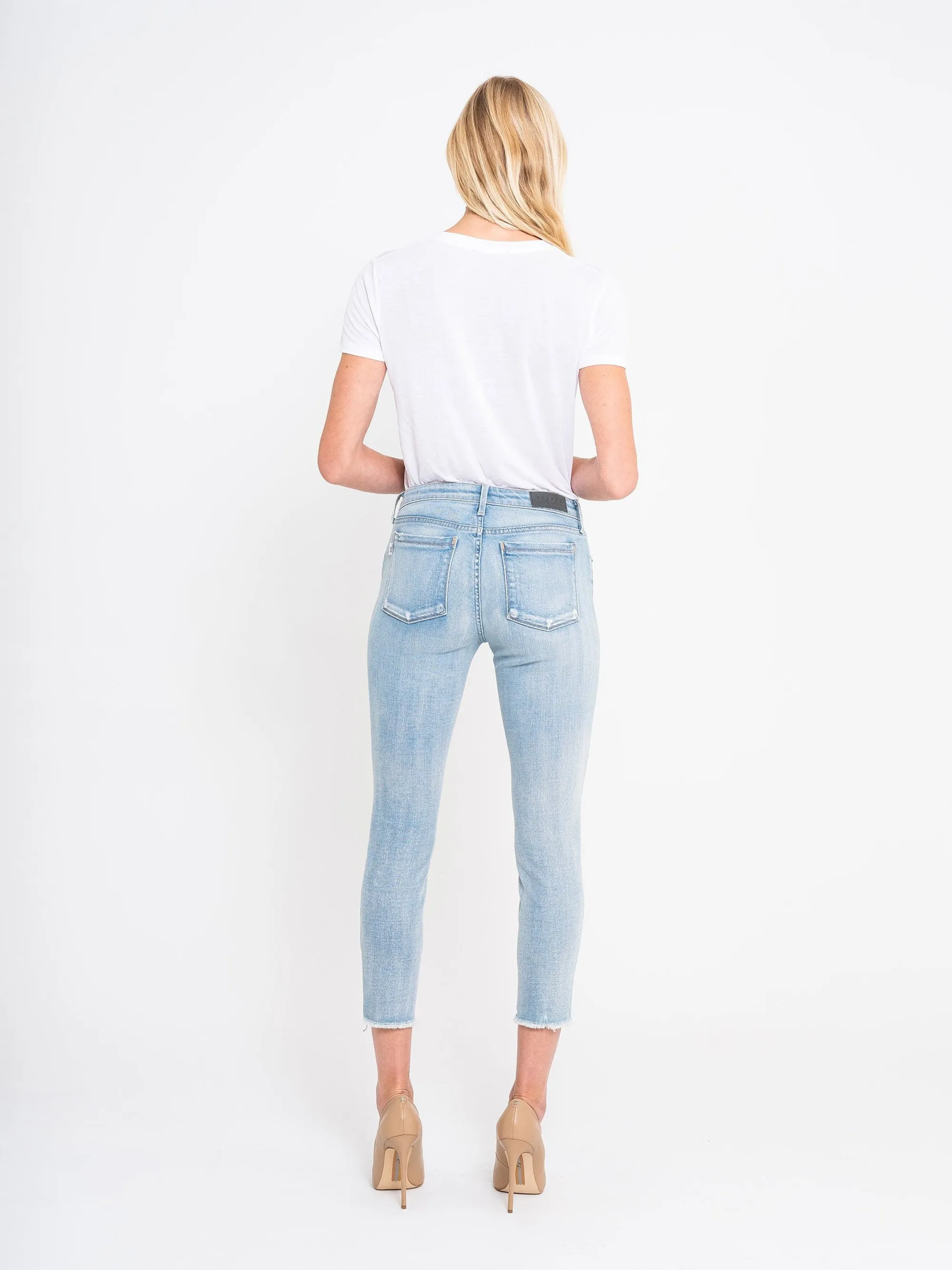 Twisted Seam Skinny Crop w/Raw Hem in Malibu