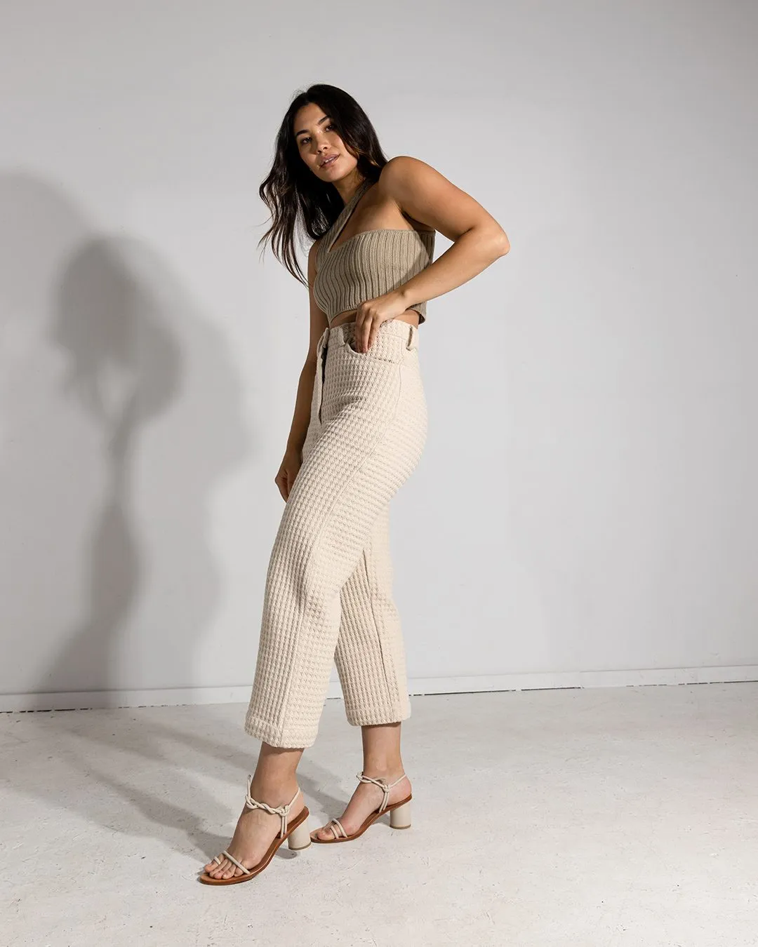 Wide Leg Pants // Natural Waffle